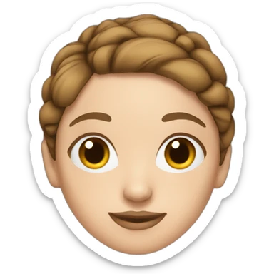 white women with brown hair tied in a bun with documents sticker