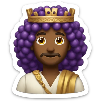 man with greek robe long curly hair and grape crown  sticker
