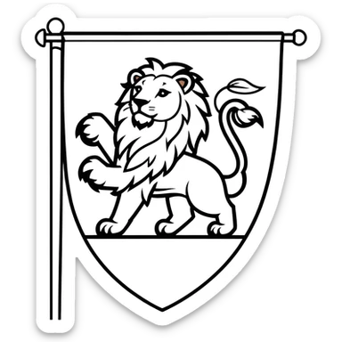 Majestic Lion Medieval Banner heraldry flag sticker