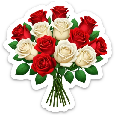 White rose and red rose bouquet sticker