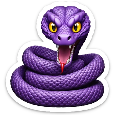 purple snake with fangs bared, scary and stylized like the spider emoji sticker