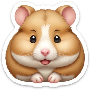 cute hamster with grimacing expression and stuffed cheeks sticker