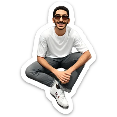 confident boy in white shirt sticker