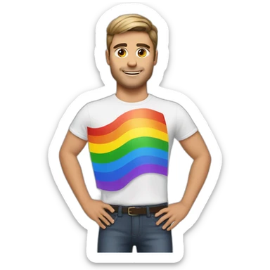 zak efron with a gay dresses and a rainbow flag on his hands sticker