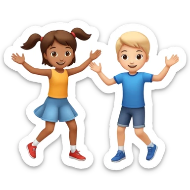 two children spinning each other by the hands, motion blur, happy and energetic sticker