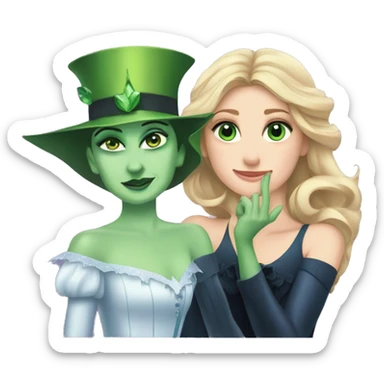 Glinda and elphaba from wicked with hand on head sticker