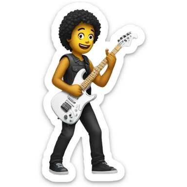man playing electric guitar like he is playing a lead  sticker