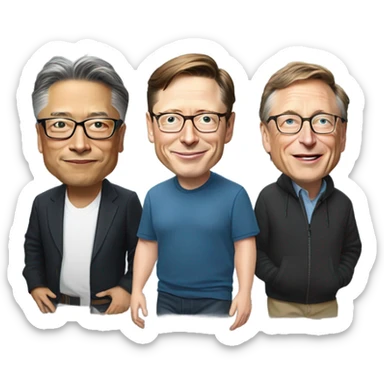 elon musk , jensen huang , bill gates in one frame  sticker