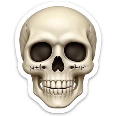 Skeleton head with a peace sign sticker