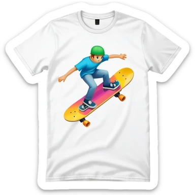 graphic tee shirt with a skateboard design sticker