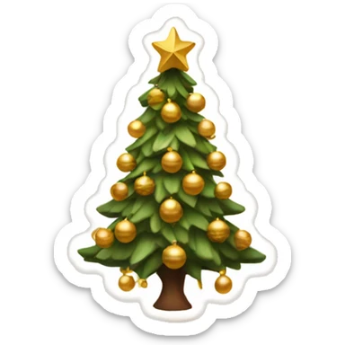 Christmas tree with gold and brown decoration  sticker