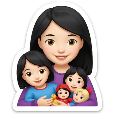 Toddler black hair girl – holding a russia doll sticker