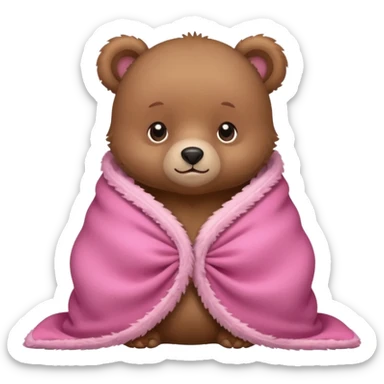 baby bear wrapped tightly in a pink blanket sticker