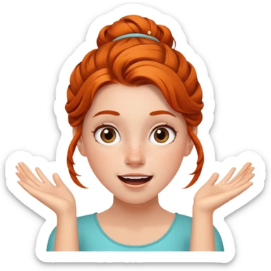 Excited girl with fair up-do can’t wait for something to happen sticker