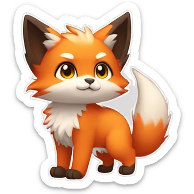 a colorful furry fur-sona kemono-style-chibi-style cat-fox-Fakémon-hybrid full body sticker