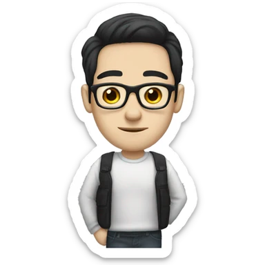 Guy with black hair and glasses pale skin sticker
