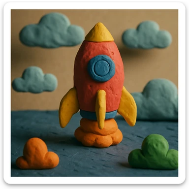a rocket, claymation style sticker
