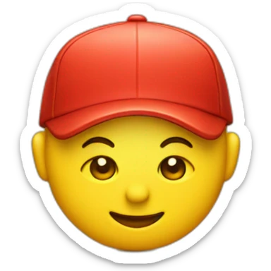 classic yellow emoji with smiling an red cap sticker