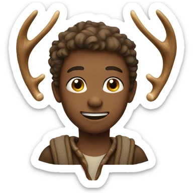 Boy with antler sticker