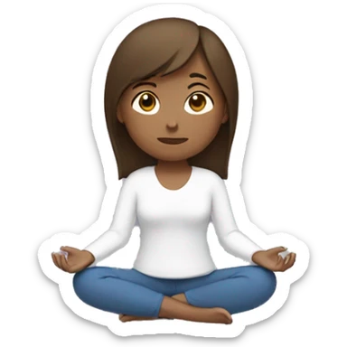 Girl with brown hair meditating  sticker