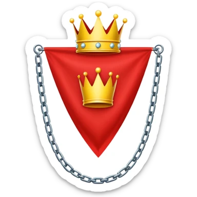 red flag with a crown over  with a yellow square chains inside sticker