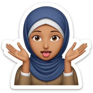hijabi with tongue out and hands prying out to the side sticker