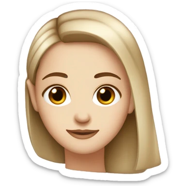 White girl with brown eyes, brown straight and short hair  sticker