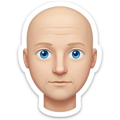 bald man, face and neck, blue eyes, kind face sticker