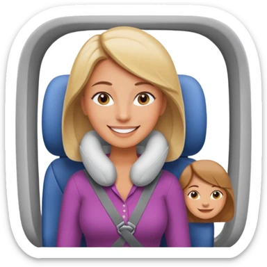 woman using travel pillow in plane sticker