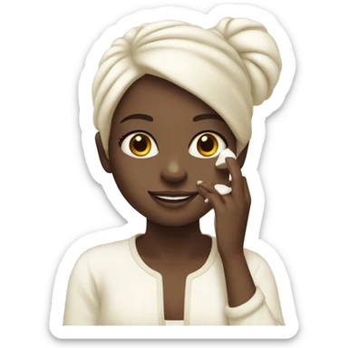 ivory girl applying cream on face sticker