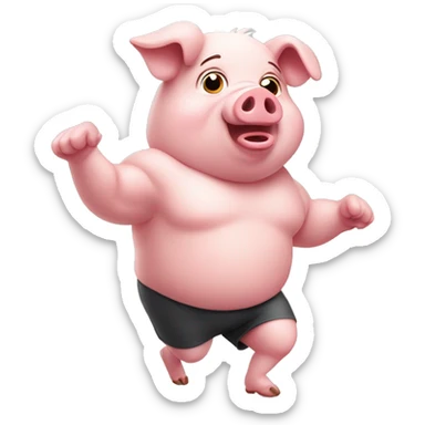 A little pig doing exercise sticker