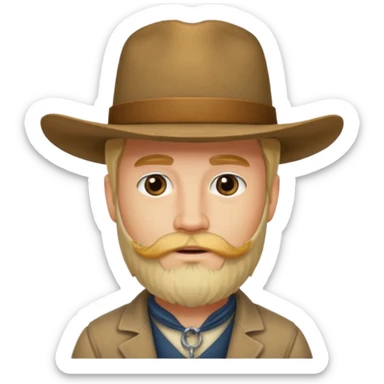 A blonde western man from America 1899 wild west with a hat and beard sticker