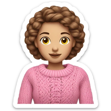beautiful finnish brown hair woman knitting pink sweater  sticker