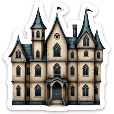 Realistic Huge ornate gothic Cardboard 6 story tall haunted house  sticker