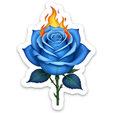 Blue rose in flame sticker