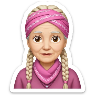 old woman with braids and a pink bandana sticker