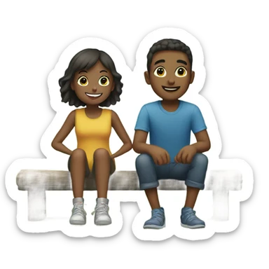 girl and boy enjoying outdoors sticker