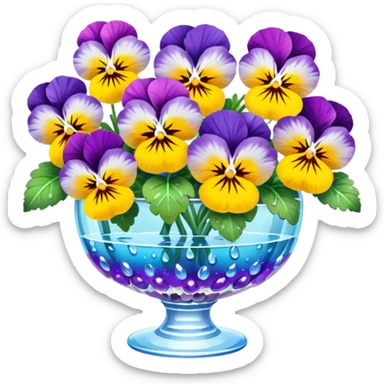pansies in a crystal vase sticker