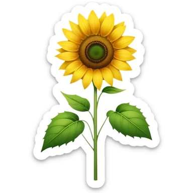 single Bright Yellow Sunflower, straight stem sticker