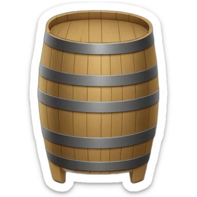wooden barrel with a persons legs sticker