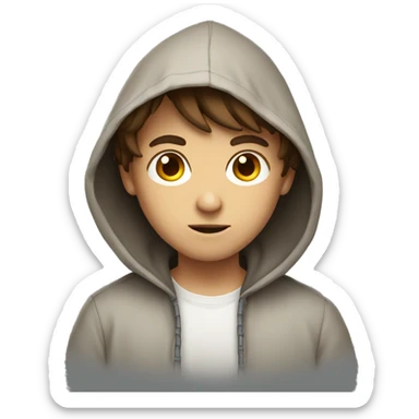 Brown hair boy in hooded gaze sticker