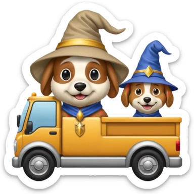 Doggie wizard is driving a lorry 🚛 sticker