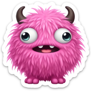 cute pink fluffy monster sticker