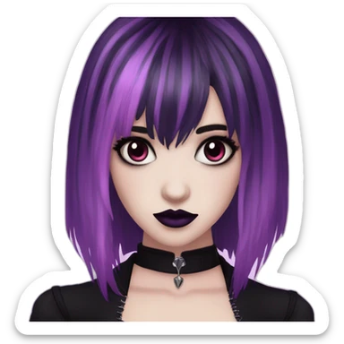 Elissabat-lightpinkskin-with-bangs-long-hair-dark-plumpurple-and-black-vampire-goth-makeup-pinkeyes-romanticgothcloses- sticker