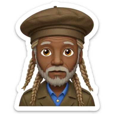 dreadlocks old man, beret hat sticker