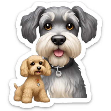 Schnauzer y un mini toys poodle que estén juntos sticker