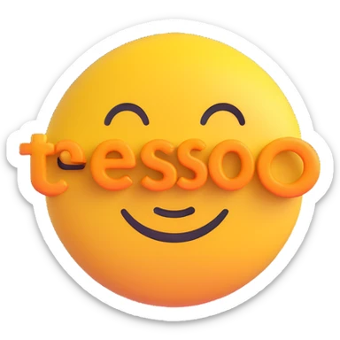 colorful 3D circular emoji with the word 'tesó' in the center in a modern font sticker