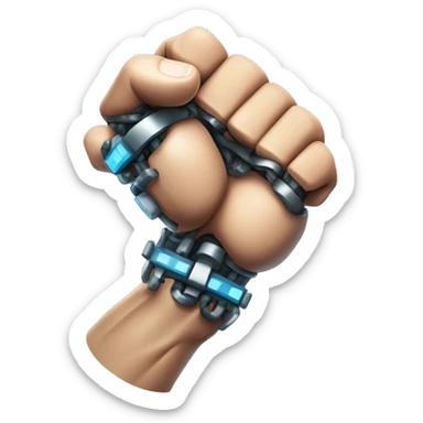 Flexing cyborg bicep and forearm with circuits and shocks sticker