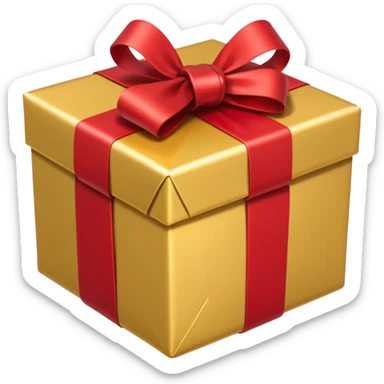 present with gold wrapping and red ribbon sticker