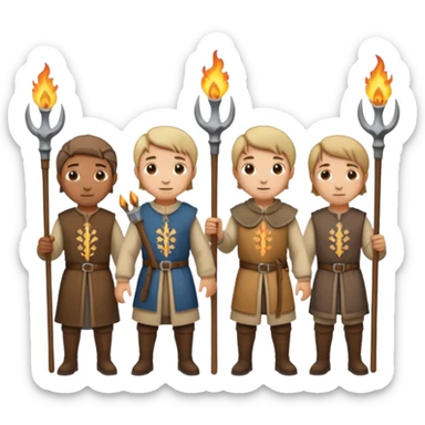 les villagois avec des fourches ou des torches sapé en moyen age sticker